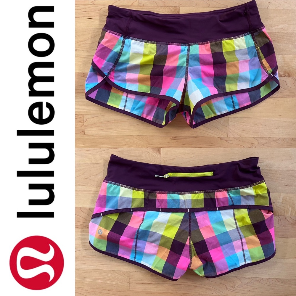 Lululemon Run: Speed Short Sea Check Multi / Plum Plaid | Size 6